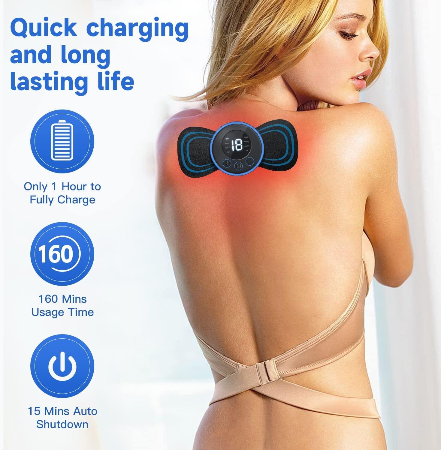 Smart Wireless Mini Massager – Instant Pain Relief Butterfly Patch | 8 Modes &amp; 19 Intensities