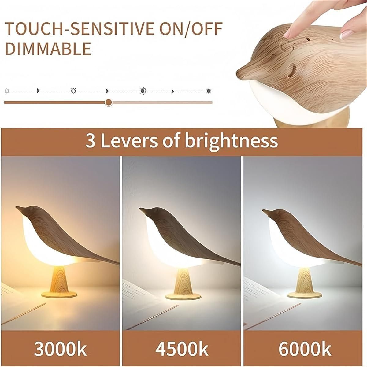 Table Bird Lamp – Touch Control LED with Aroma Diffuser & 3 Color Modes (USB Rechargeable)